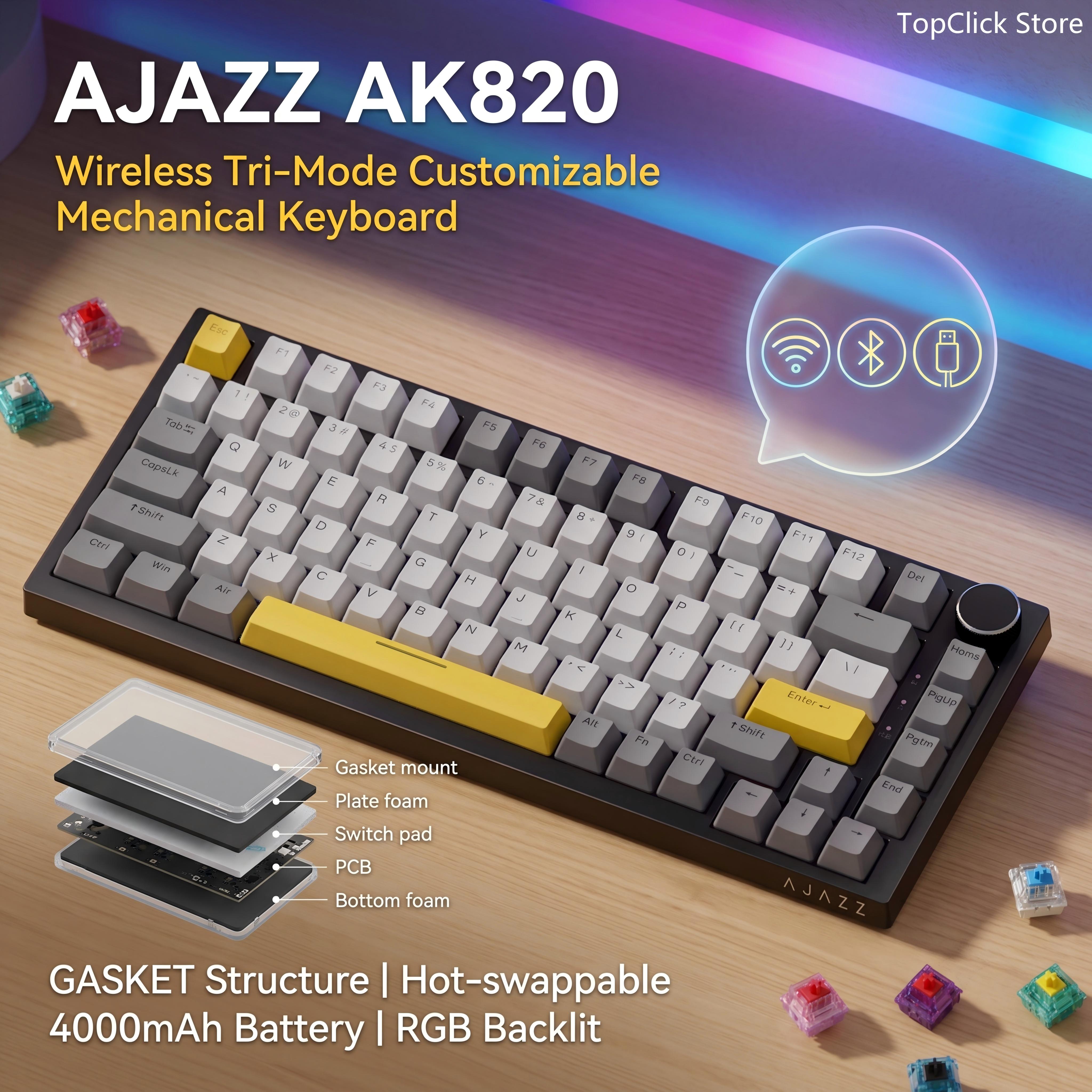 Gaming Keyboard Blue Switches - AJAZZ AK820 Mechanical Keyboard 70% Compact