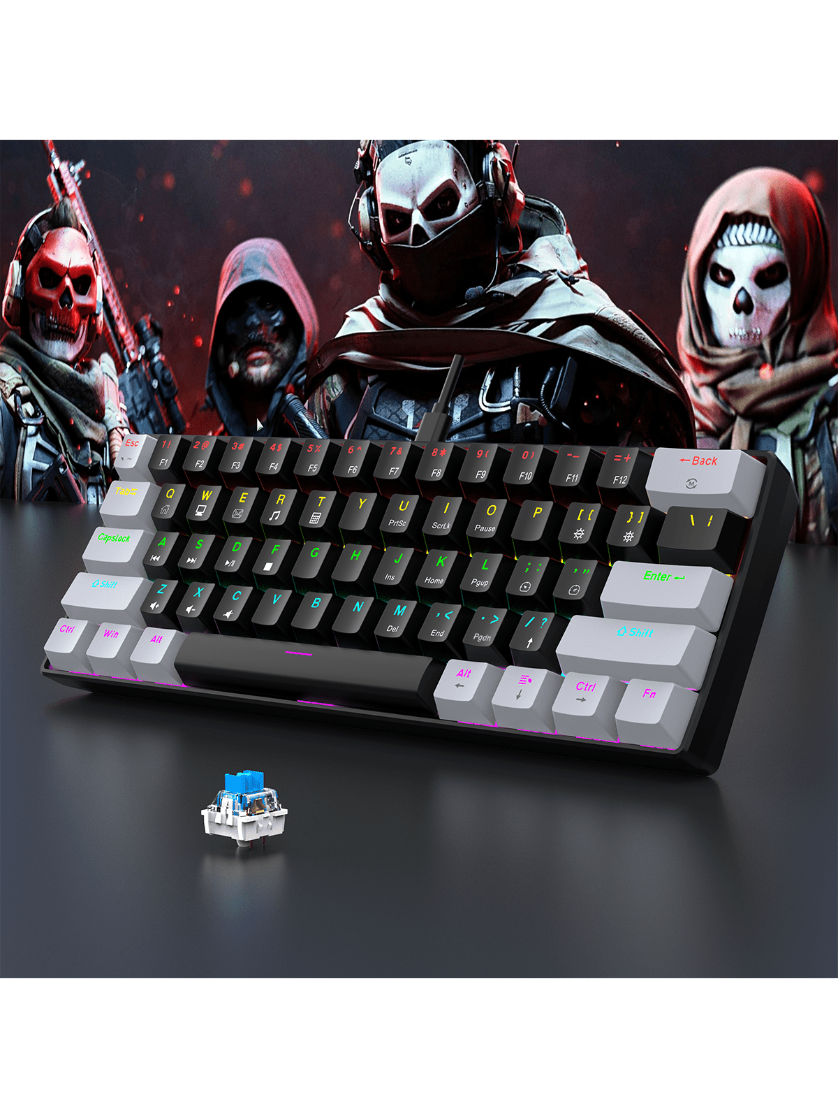 Gaming Keyboard Half - 60% Wired Gaming Mechanical Keyboard RGB