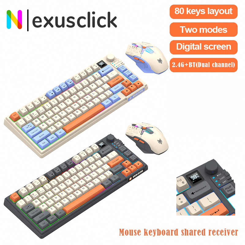 Gaming Keyboard Ergonomic - Dual-Mode 80 Keys Wireless Gaming Keyboard