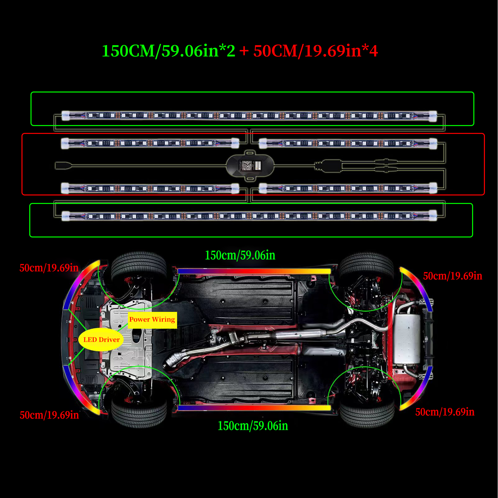 6pcs Dream Color LED Car Under - مراجعة Rgb Underglow Strip وسعره