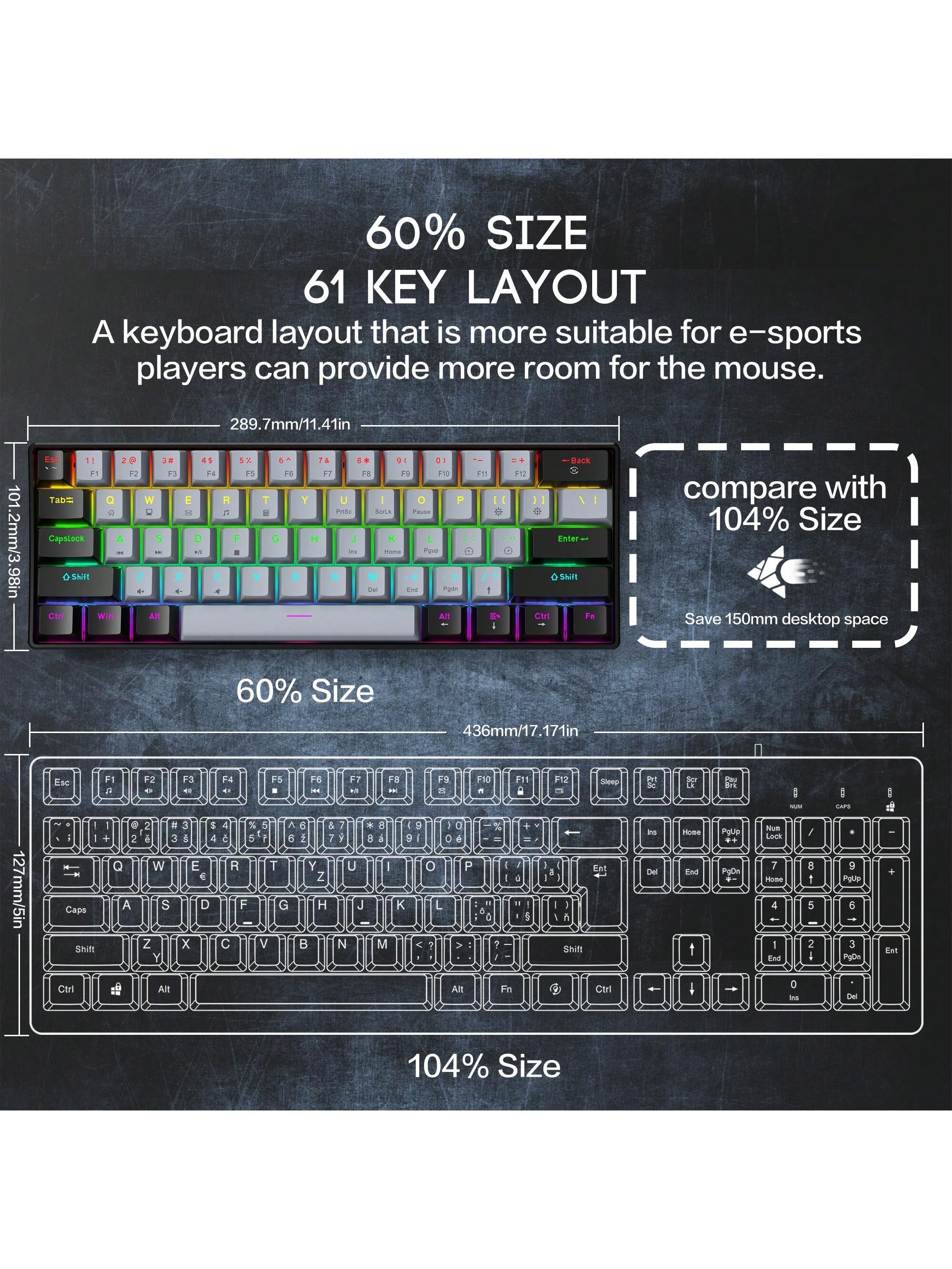 60% Wired Gaming Mechanical Ke - مراجعة Gaming Keyboard Half وسعره