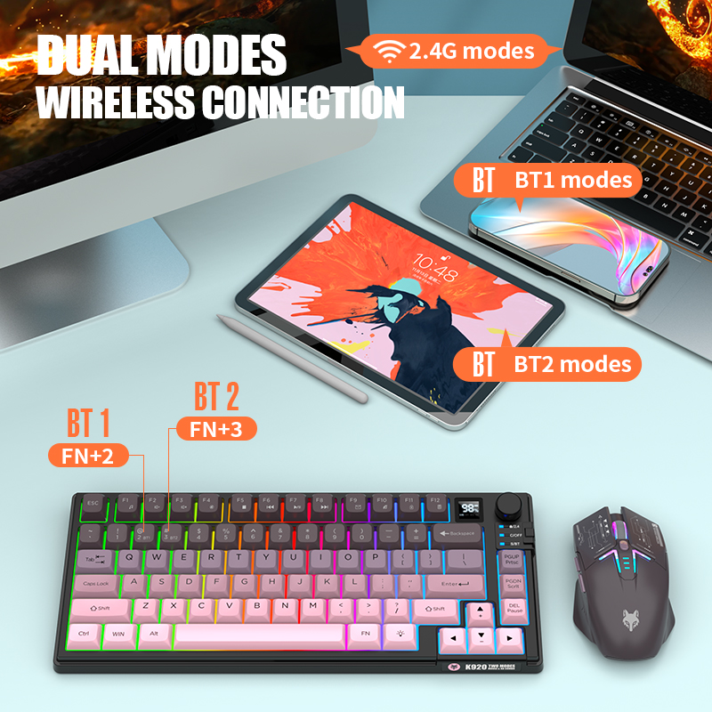Dual-Mode 80 Keys Wireless Gam - مراجعة Gaming Keyboard Ergonomic وسعره