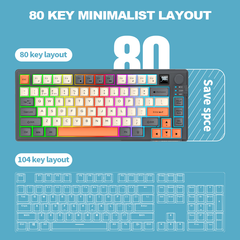 Dual-Mode 80 Keys Wireless Gam - مراجعة Gaming Keyboard Ergonomic وسعره