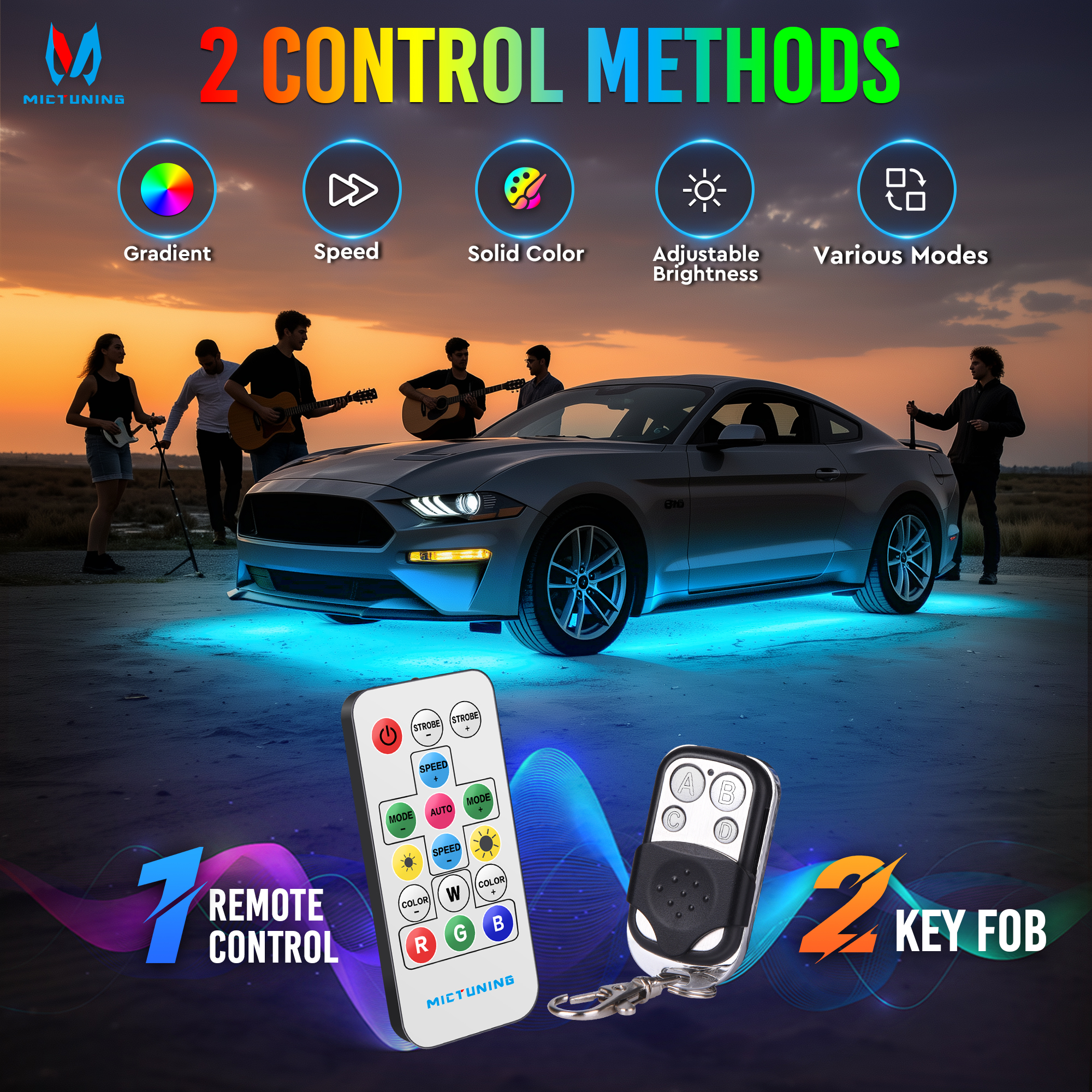 MICTUNING U8 Car Underglow Lig - مراجعة Rgb Underglow Strip وسعره