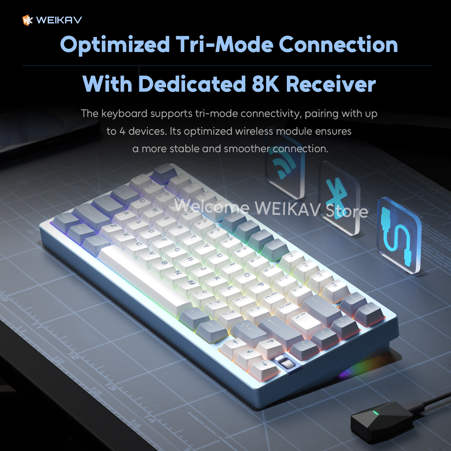 WEIKAV NUT75 220 Grit Aluminum - مراجعة Gaming Keyboard Extension وسعره