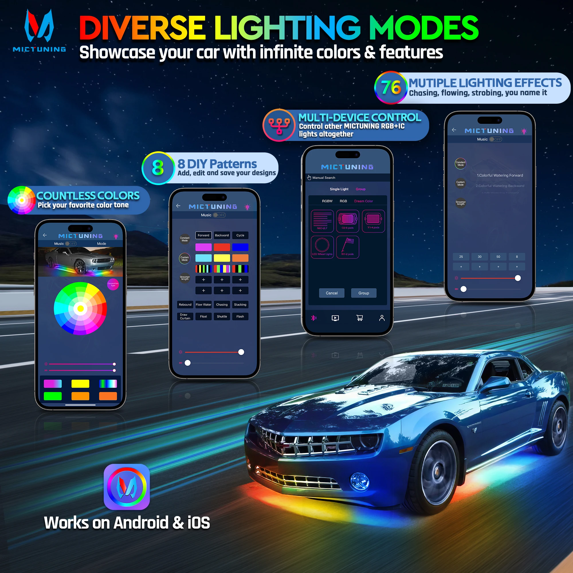 MICTUNING N8 Car Underglow Lig - مراجعة Rgb Underglow Strip وسعره