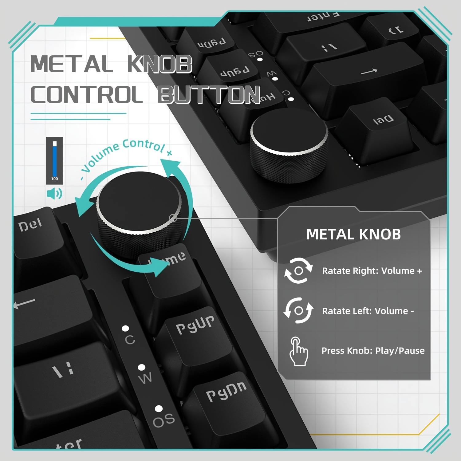 AJAZZ AK820 Wired With Rotary  - مراجعة Gaming Keyboard Half وسعره