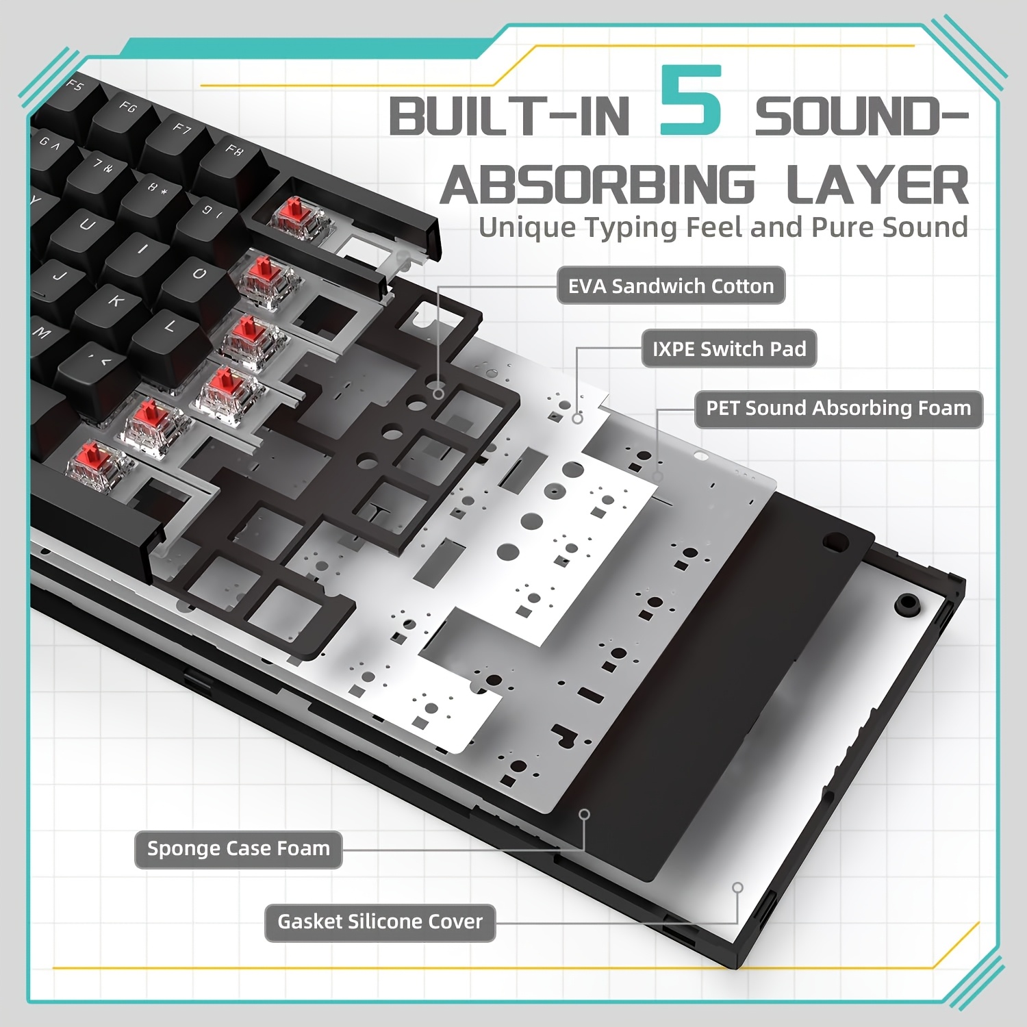 AJAZZ AK820 Wired With Rotary  - مراجعة Gaming Keyboard Half وسعره