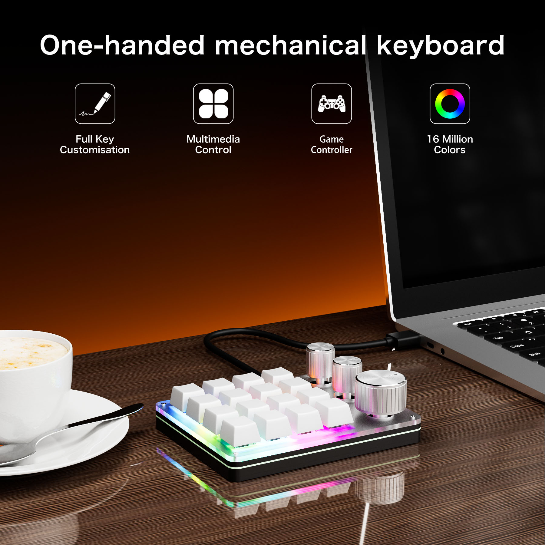 16 Keys 3 Knobs Mechanical Gam - مراجعة Gaming Keyboard Half وسعره
