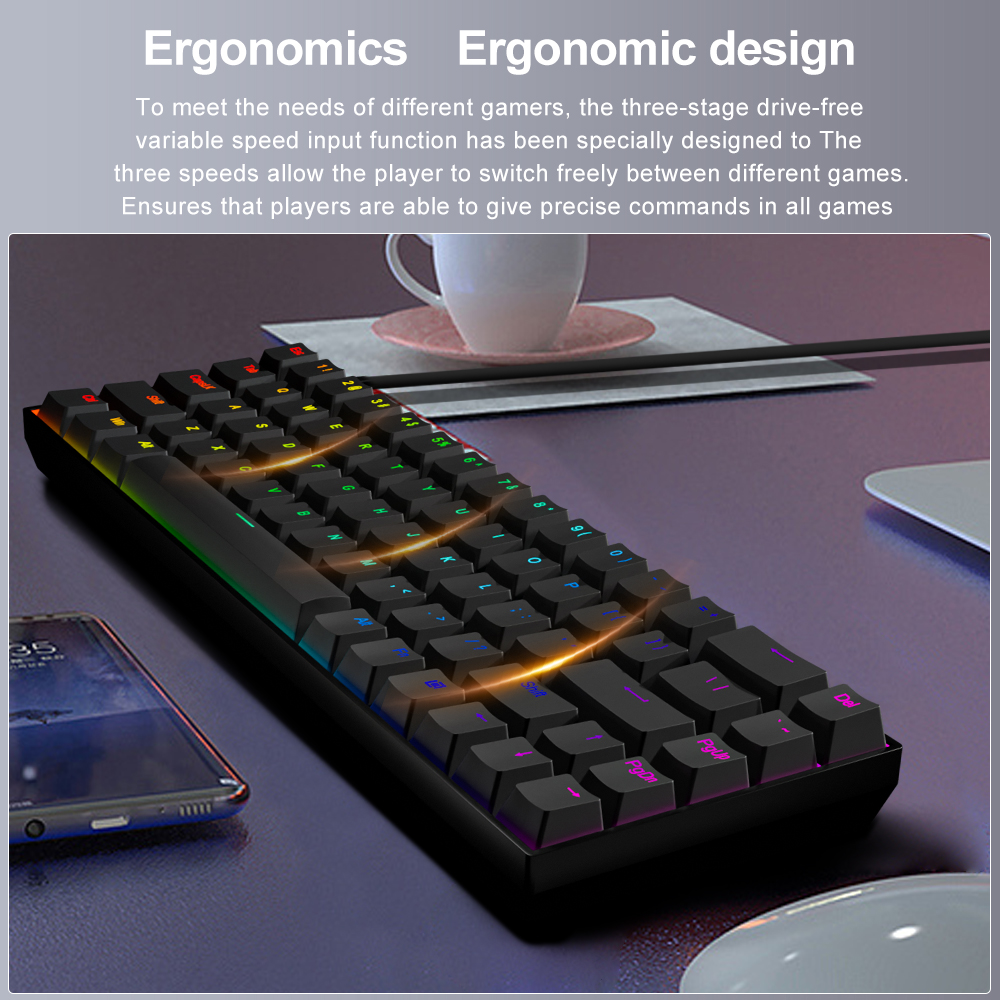 E-YOOSO Z686 RGB USB 60% Mini  - مراجعة Gaming Keyboard E Yooso وسعره