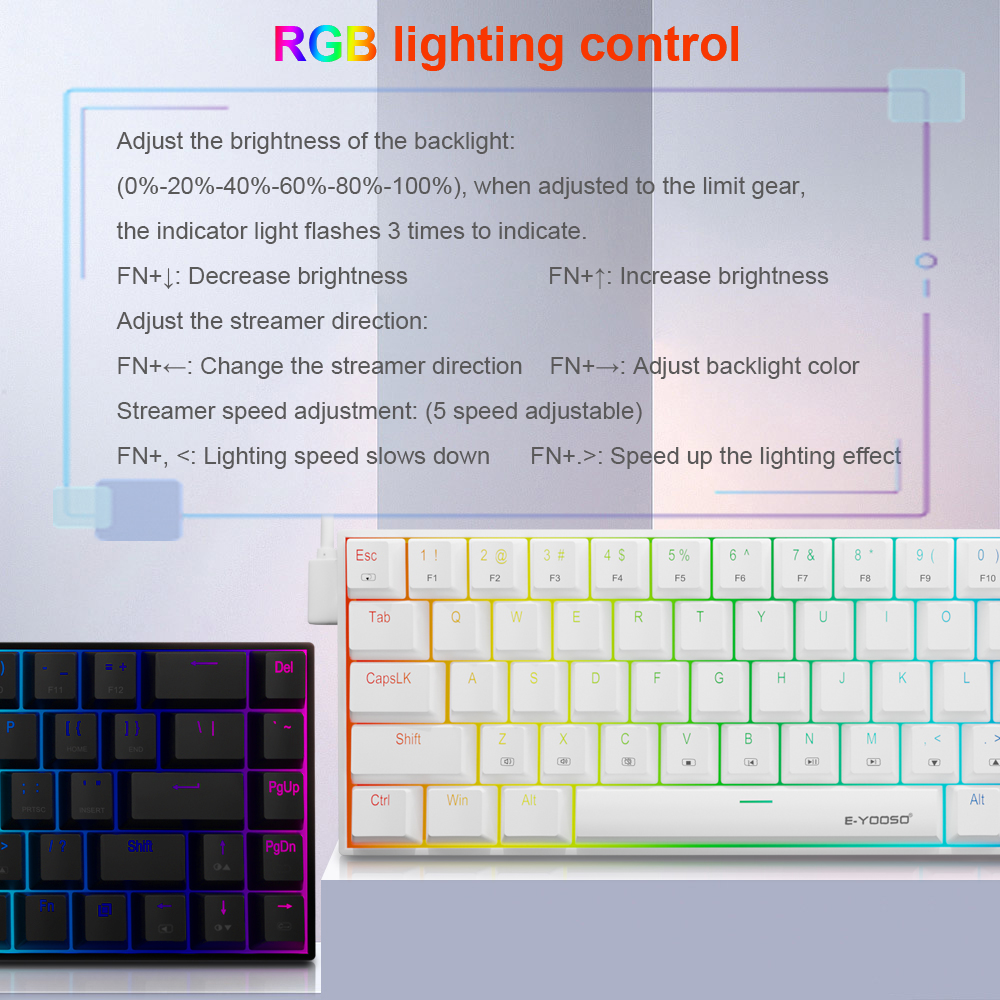 E-YOOSO Z686 RGB USB 60% Mini  - مراجعة Gaming Keyboard E Yooso وسعره