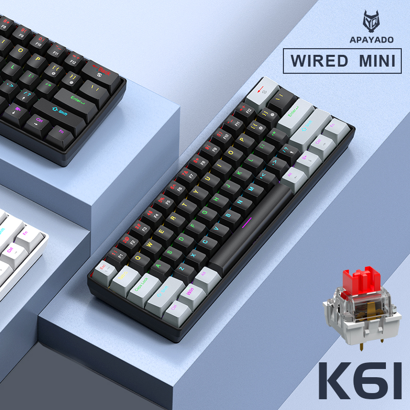 APAYADO K61 Mini Mechanical Ke - مراجعة Gaming Keyboard Half وسعره