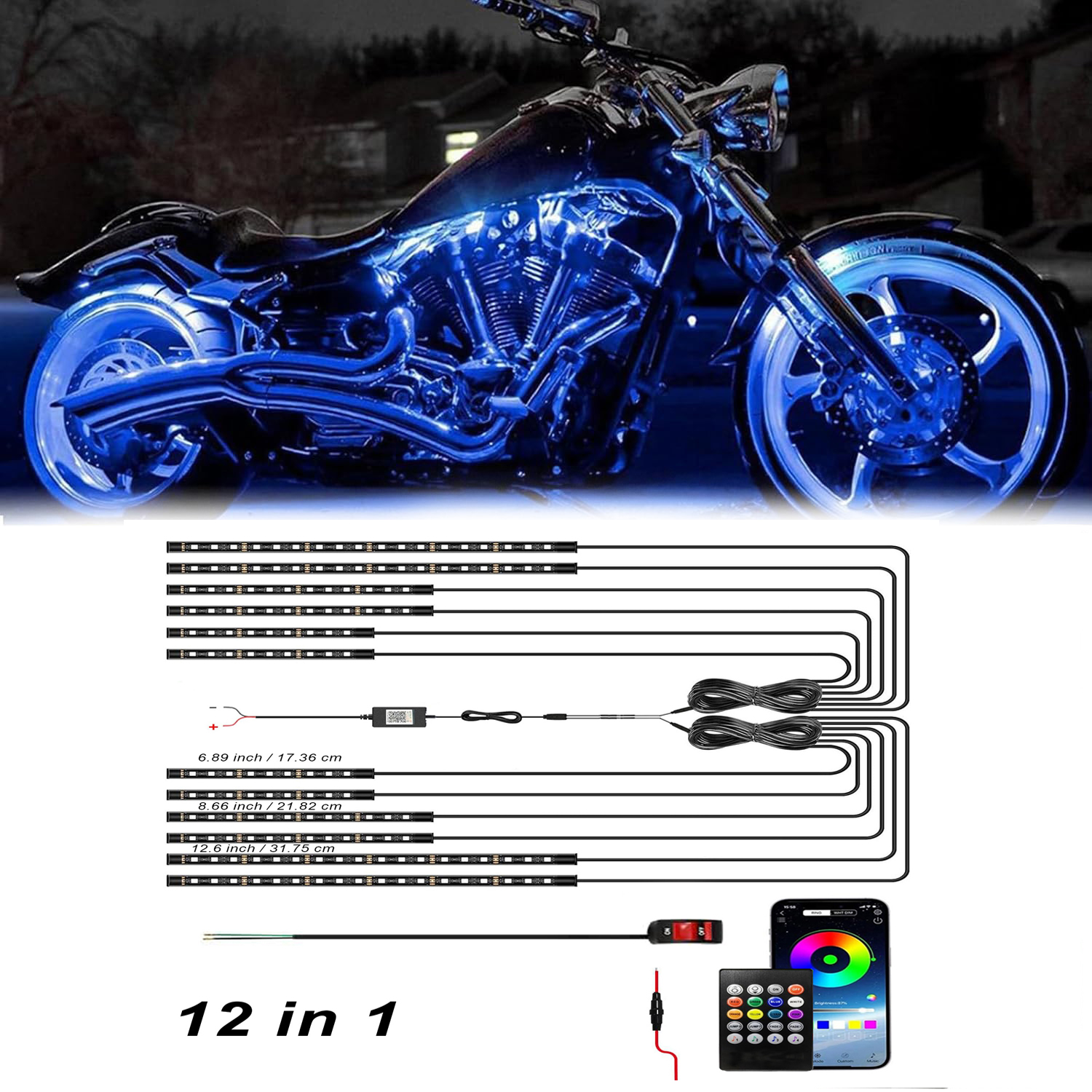 12in1 New Motorcycle Atmospher - مراجعة Rgb Underglow Strip وسعره