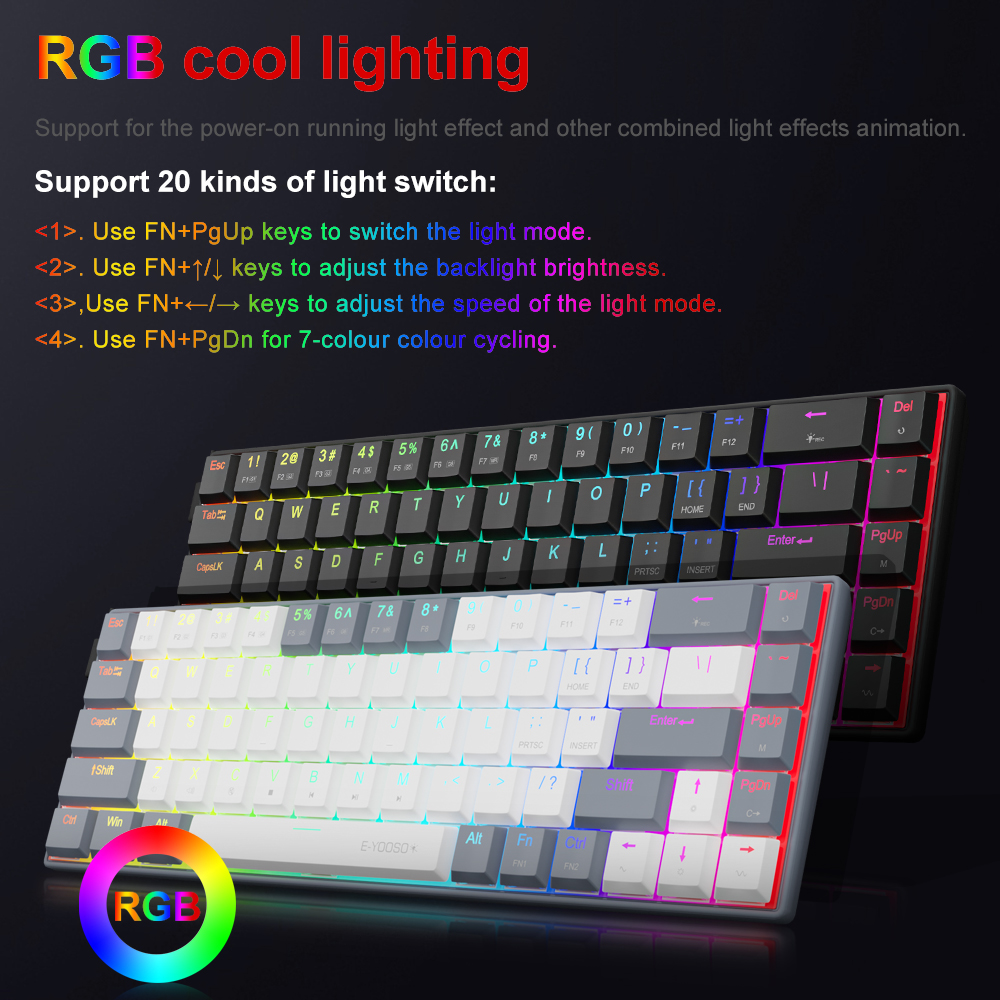 E-YOOSO A68 RGB Mini Slim USB  - مراجعة Gaming Keyboard E Yooso وسعره