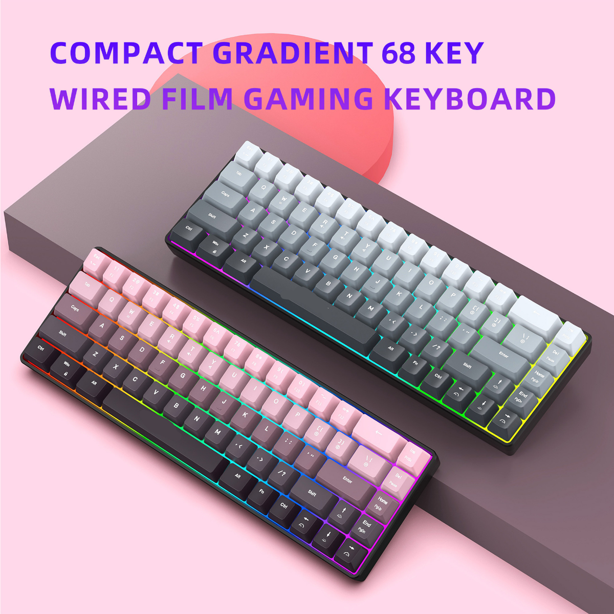 New Compact 68-Key Gradient-Co - مراجعة Gaming Keyboard Ergonomic وسعره