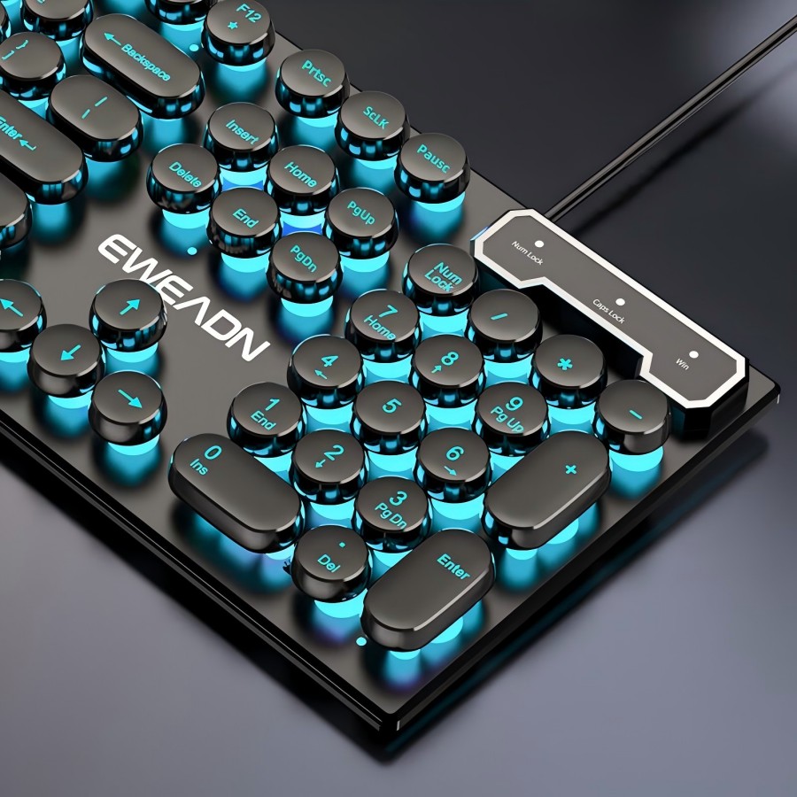 EWEADN Typewriter Gaming Keybo - مراجعة Gaming Keyboard Blue Switches وسعره