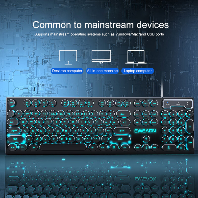 EWEADN Typewriter Gaming Keybo - مراجعة Gaming Keyboard Blue Switches وسعره
