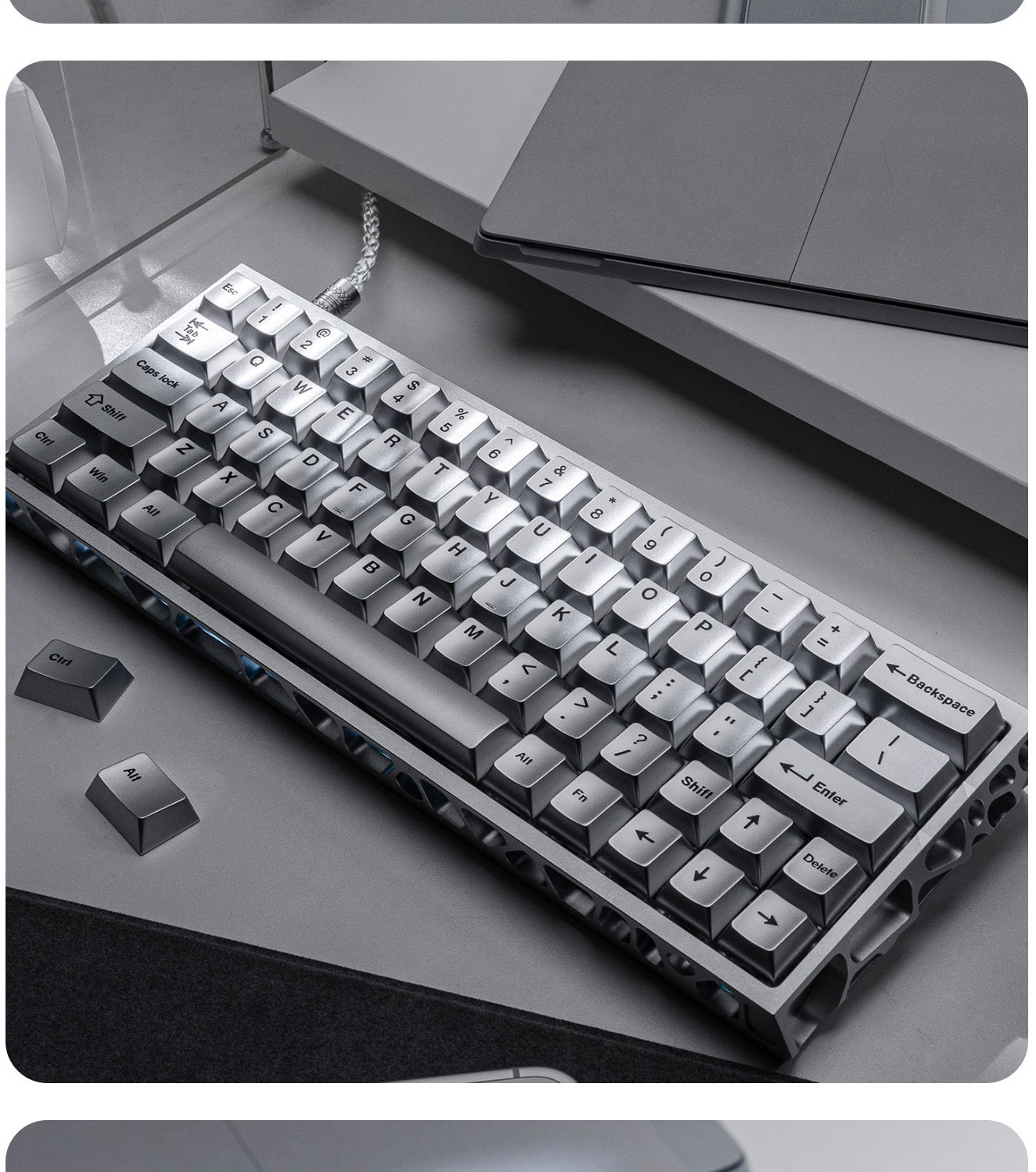 Silver Metallic Paint Small Fu - مراجعة Gaming Keyboard Extension وسعره