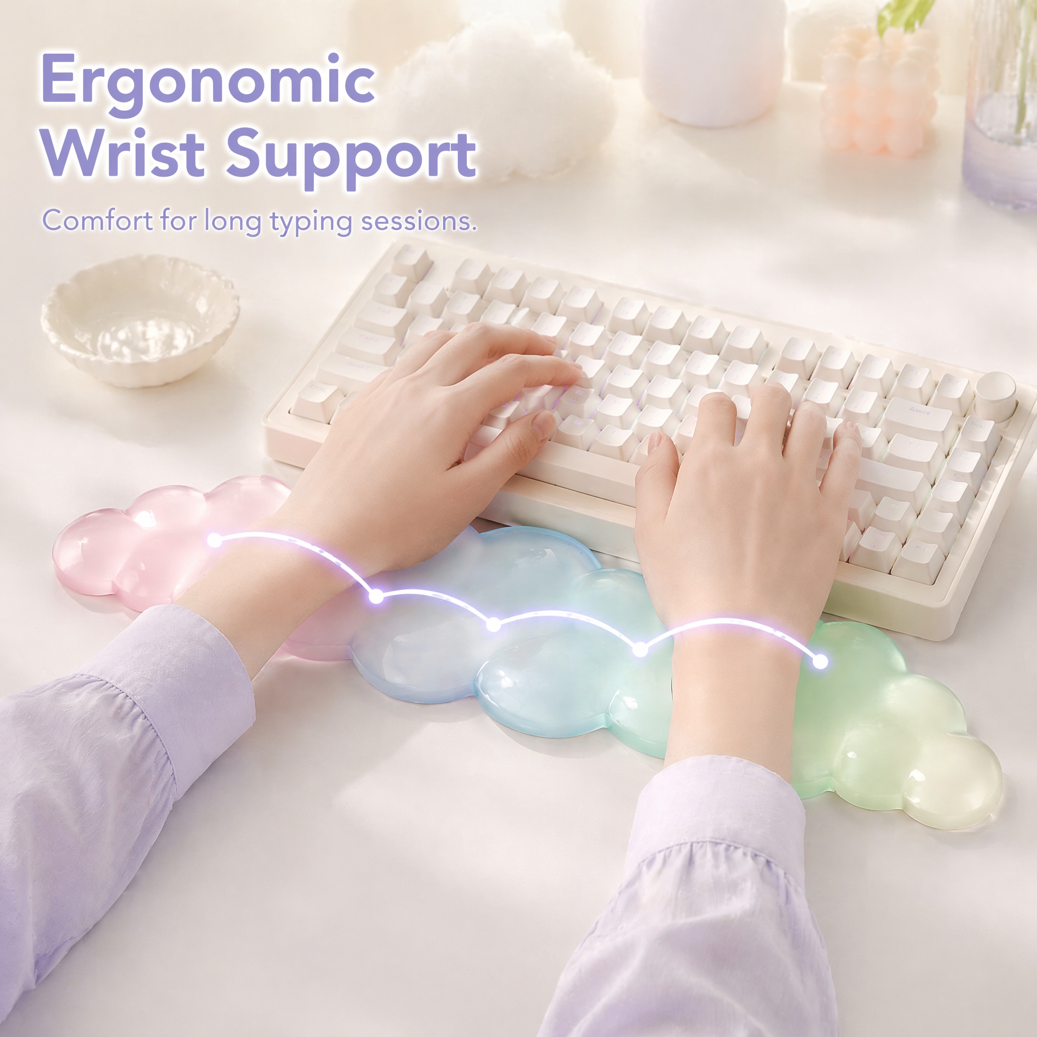 Cute Cloud Ergonomic Wrist Res - مراجعة Gaming Keyboard Ergonomic وسعره