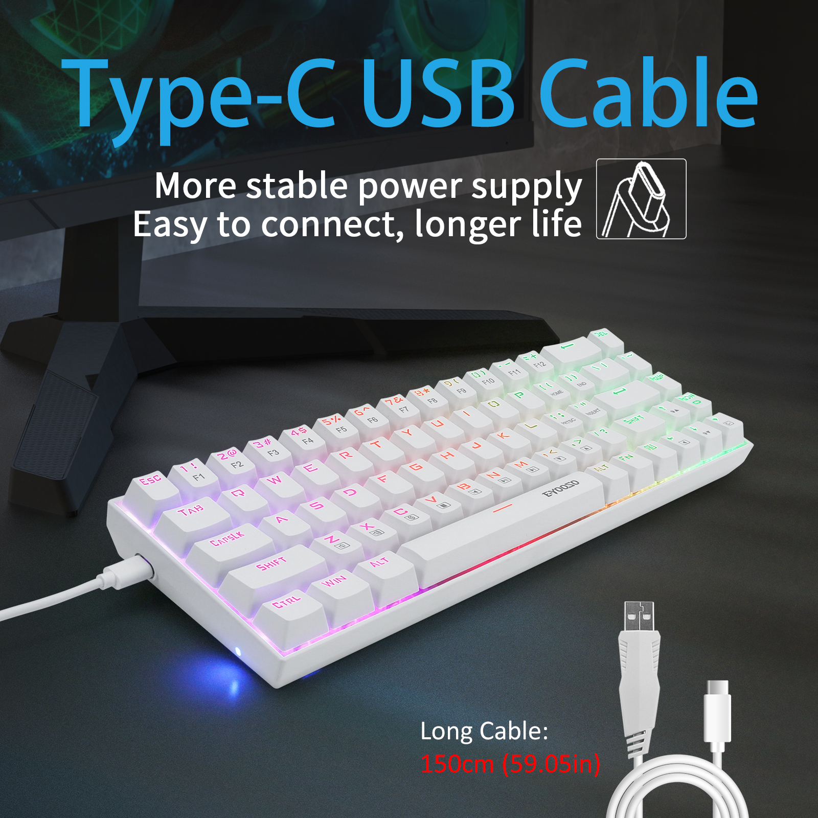 Z-686 60% Mini Mechanical Gami - مراجعة Gaming Keyboard E Yooso وسعره