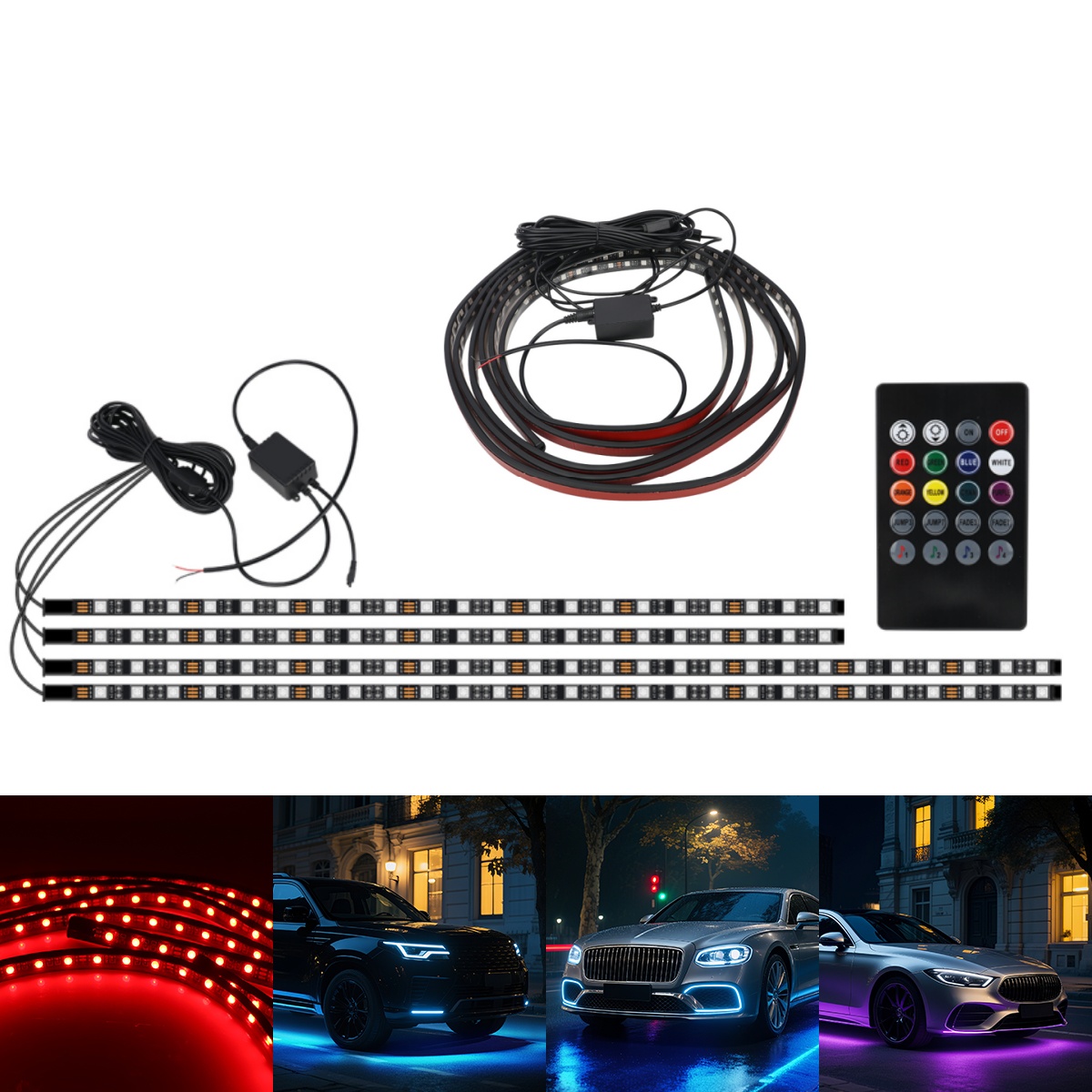 90+120CM Car RGB Chassis Light - مراجعة Rgb Underglow Strip وسعره