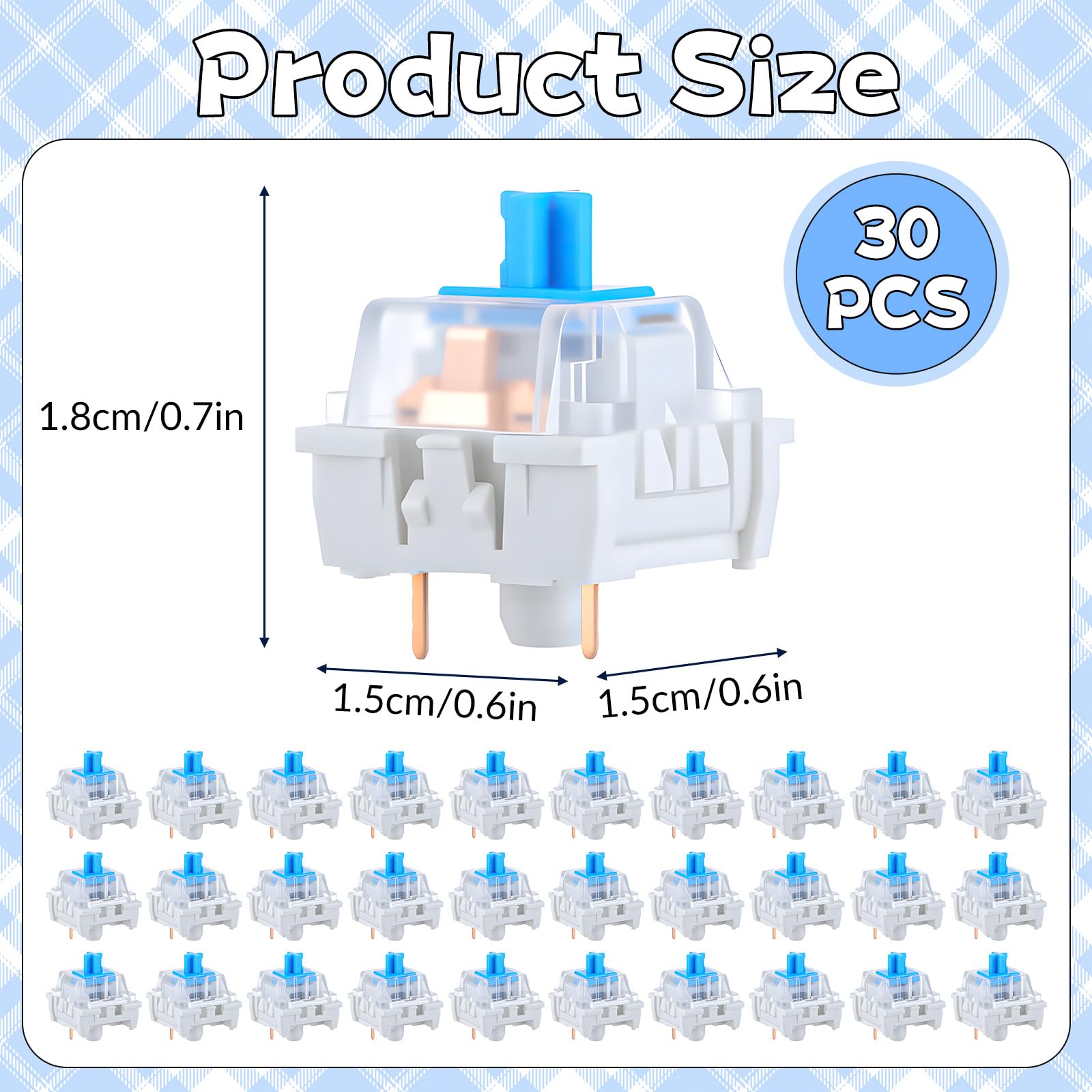 30 PCS Mechanical Keyboard Swi - مراجعة Gaming Keyboard Blue Switches وسعره