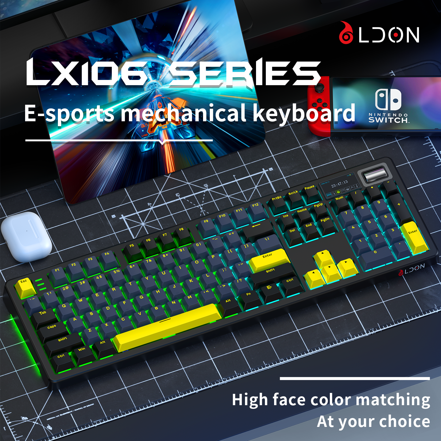 LDON LX106 Wireless Mechanical - مراجعة Gaming Keyboard Blue Switches وسعره