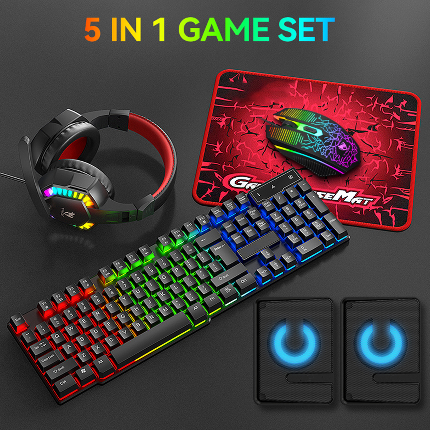 5-in-1 Set Gaming Combo Keyboa - مراجعة Gaming Keyboard Ergonomic وسعره