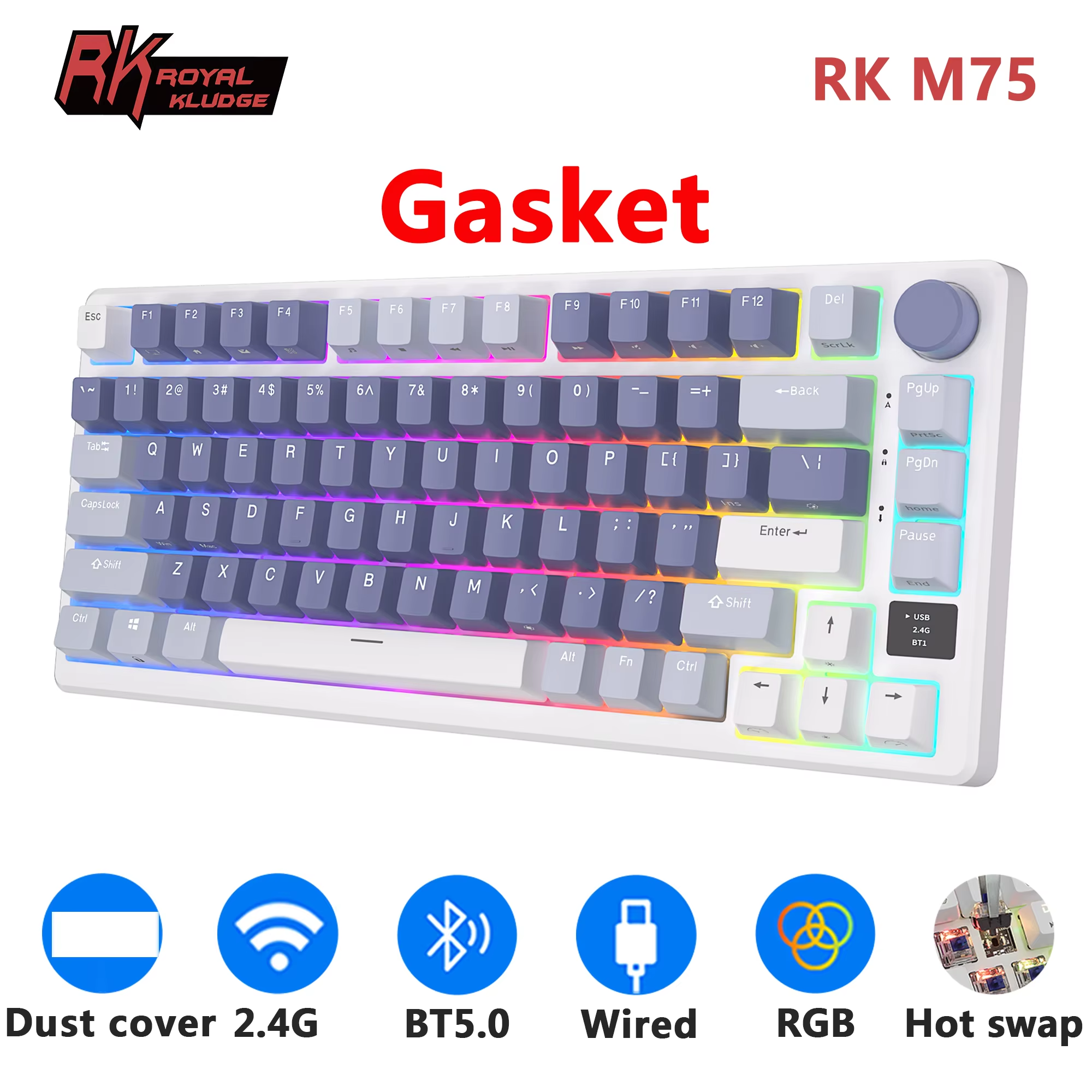 RK ROYAL KLUDGE M75 2.4G Wirel - مراجعة Gaming Keyboard Half وسعره