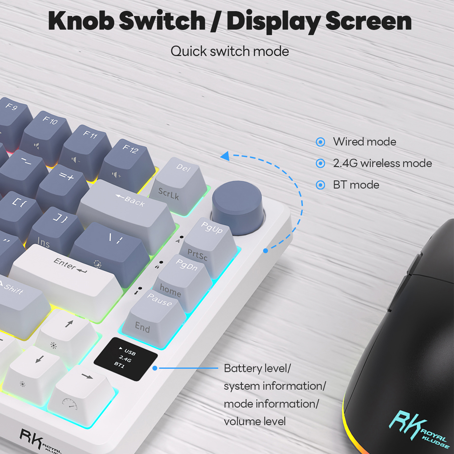 RK ROYAL KLUDGE M75 2.4G Wirel - مراجعة Gaming Keyboard Half وسعره