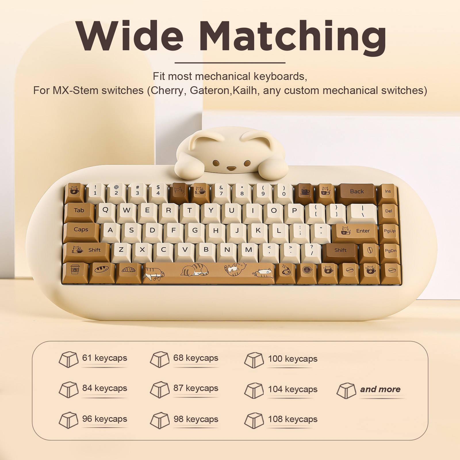YUNZII Coffee Cat PBT Keycaps, - مراجعة Gaming Keyboard Extension وسعره