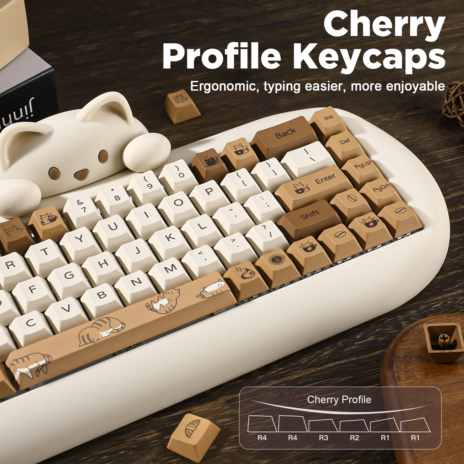 YUNZII Coffee Cat PBT Keycaps, - مراجعة Gaming Keyboard Extension وسعره