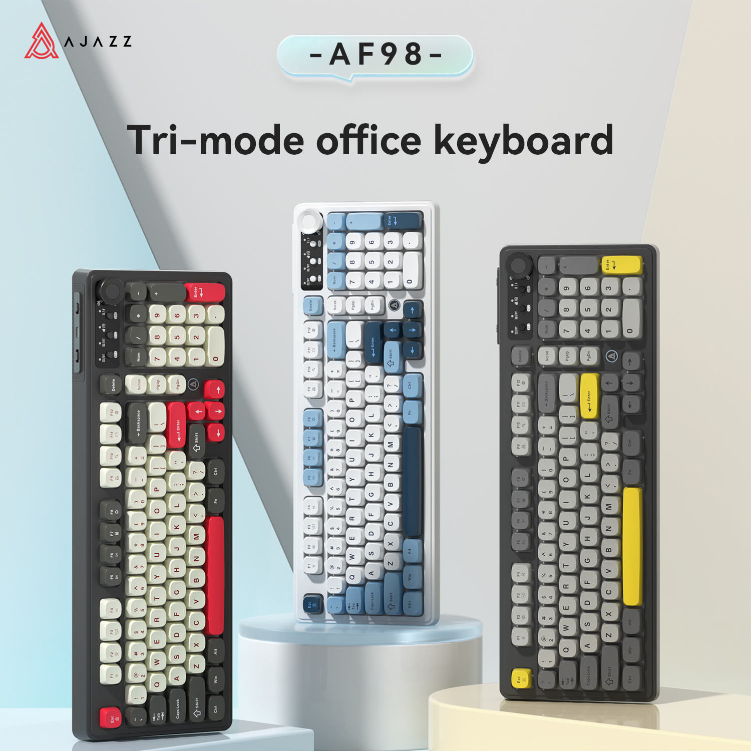 AJAZZ AF98 Wired/Wireless Keyb - مراجعة Gaming Keyboard Blue Switches وسعره