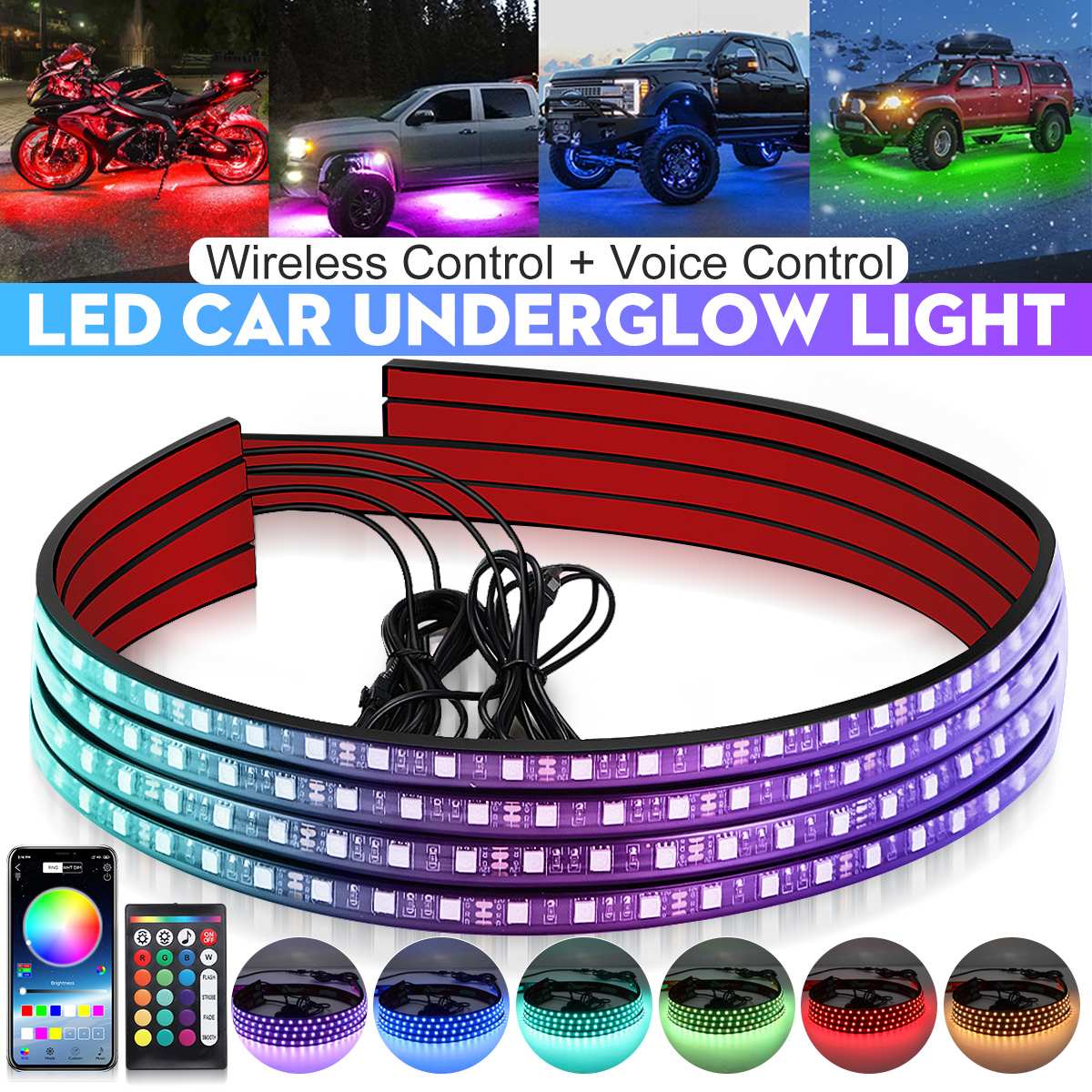 Wireless LED Car Flexible Unde - مراجعة Rgb Underglow Strip وسعره