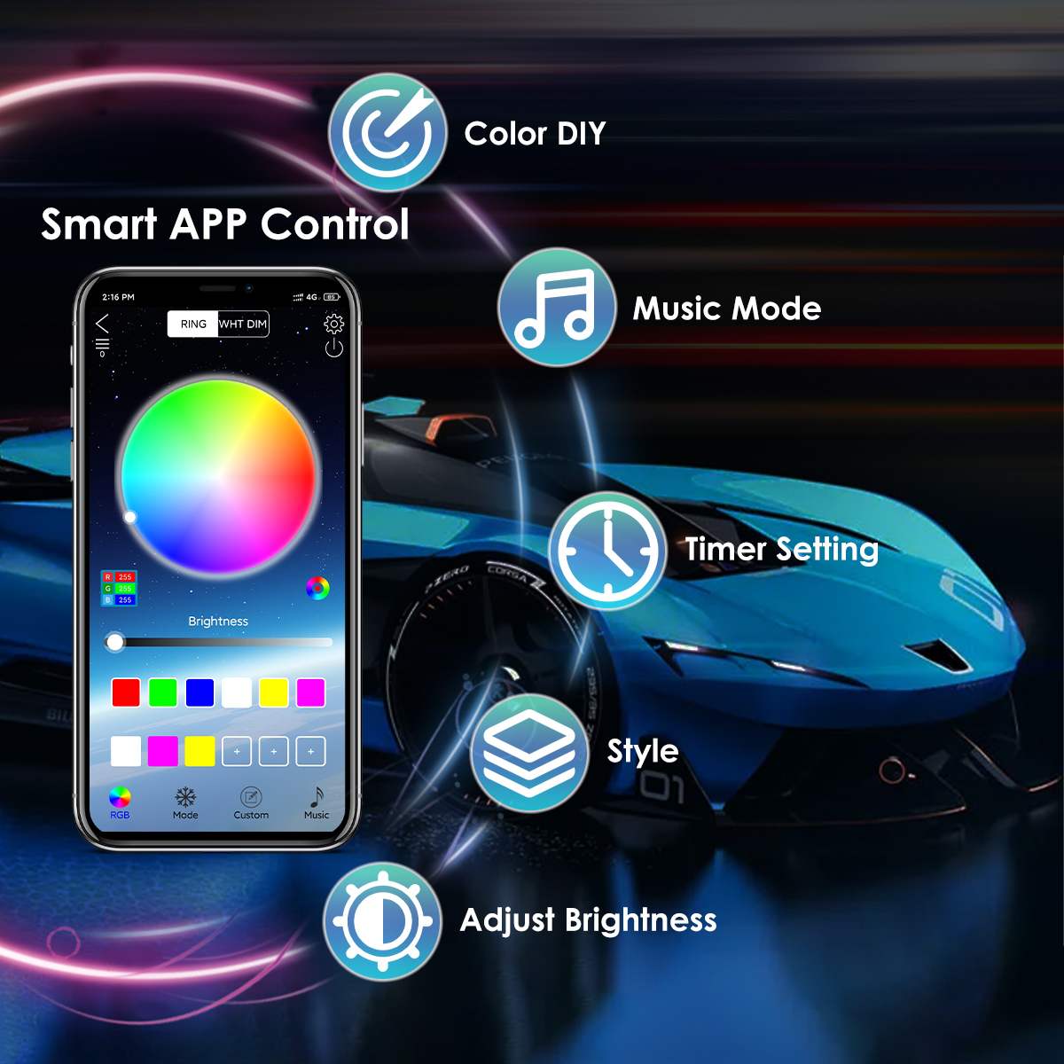 Wireless LED Car Flexible Unde - مراجعة Rgb Underglow Strip وسعره