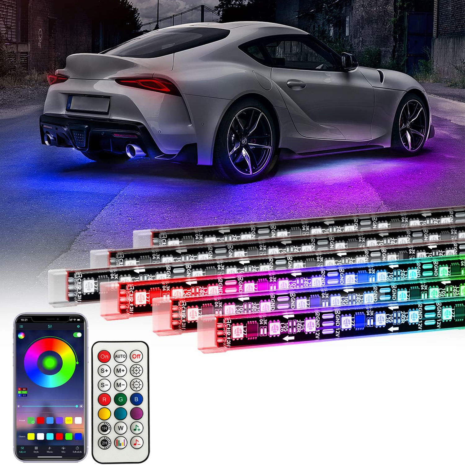 RGB Flexible Car Underglow Lig - مراجعة Rgb Underglow Strip وسعره