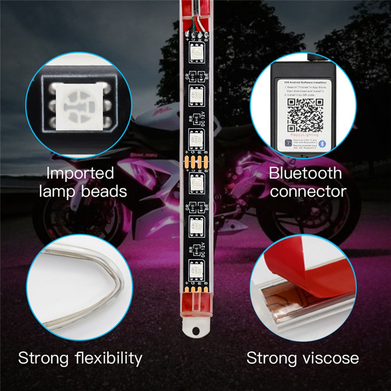 8PCS Motorcycle Underglow LED  - مراجعة Rgb Underglow Strip وسعره